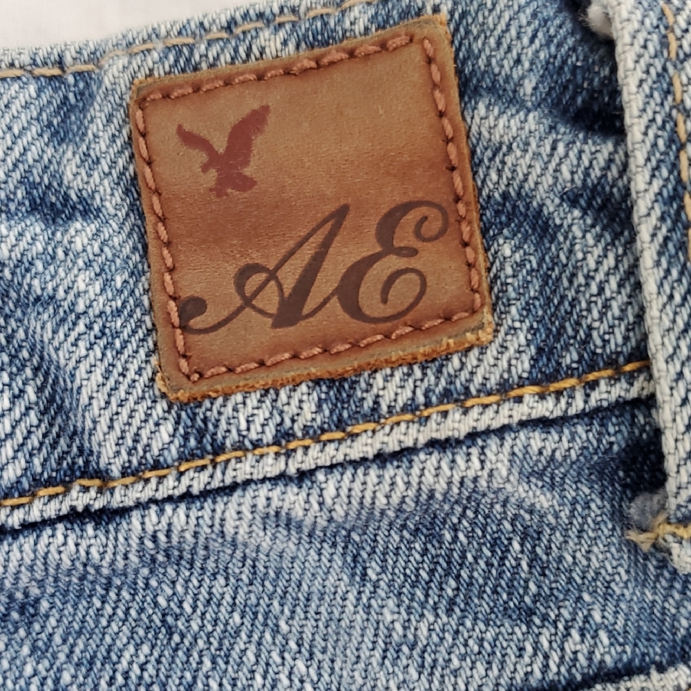 American Eagle Outfitters Womens 18 Short Medium Blue Wide Leg Jeans - Picture 8 of 9